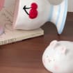Tasse en céramique en forme de lapin avec couvercle et base à pied, 260 ml, blanc/rose